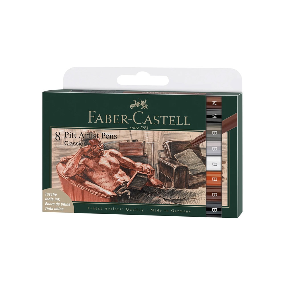 Faber-Castell, Marker Set, Art & School, Pitt Artist, Pen Wallet, Classic, 8 count, 626721